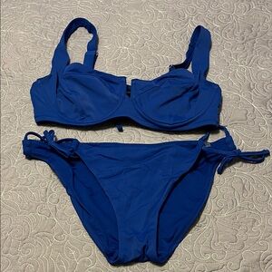 Victoria's Secret Blue Underwire Bikini Set 3 piece